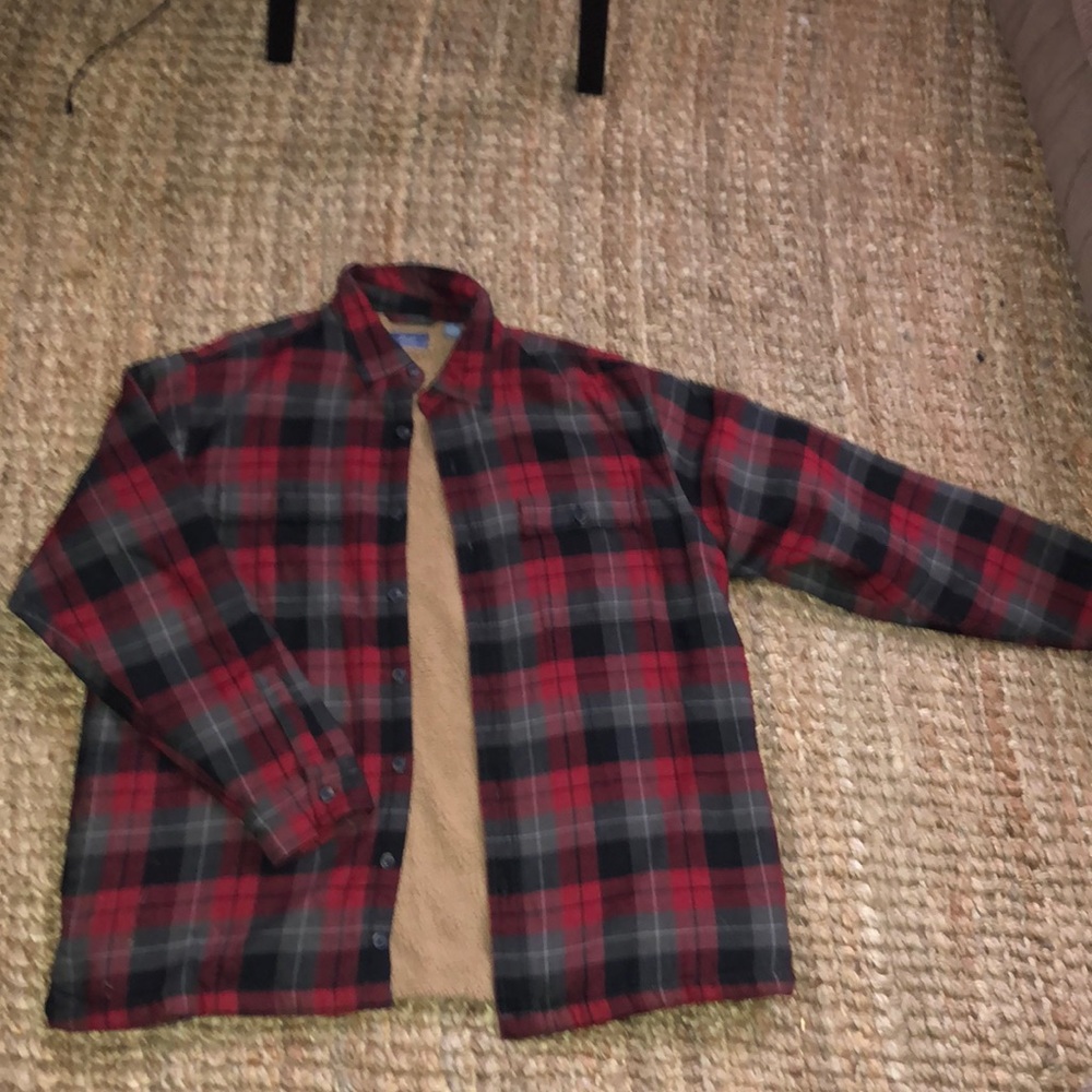 G.H BASS CO XL FLANNEL FLEECE SHIRT JACKET (RED)